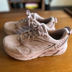 Hoka Clifton Suede Sneakers Blush Pink Size 8